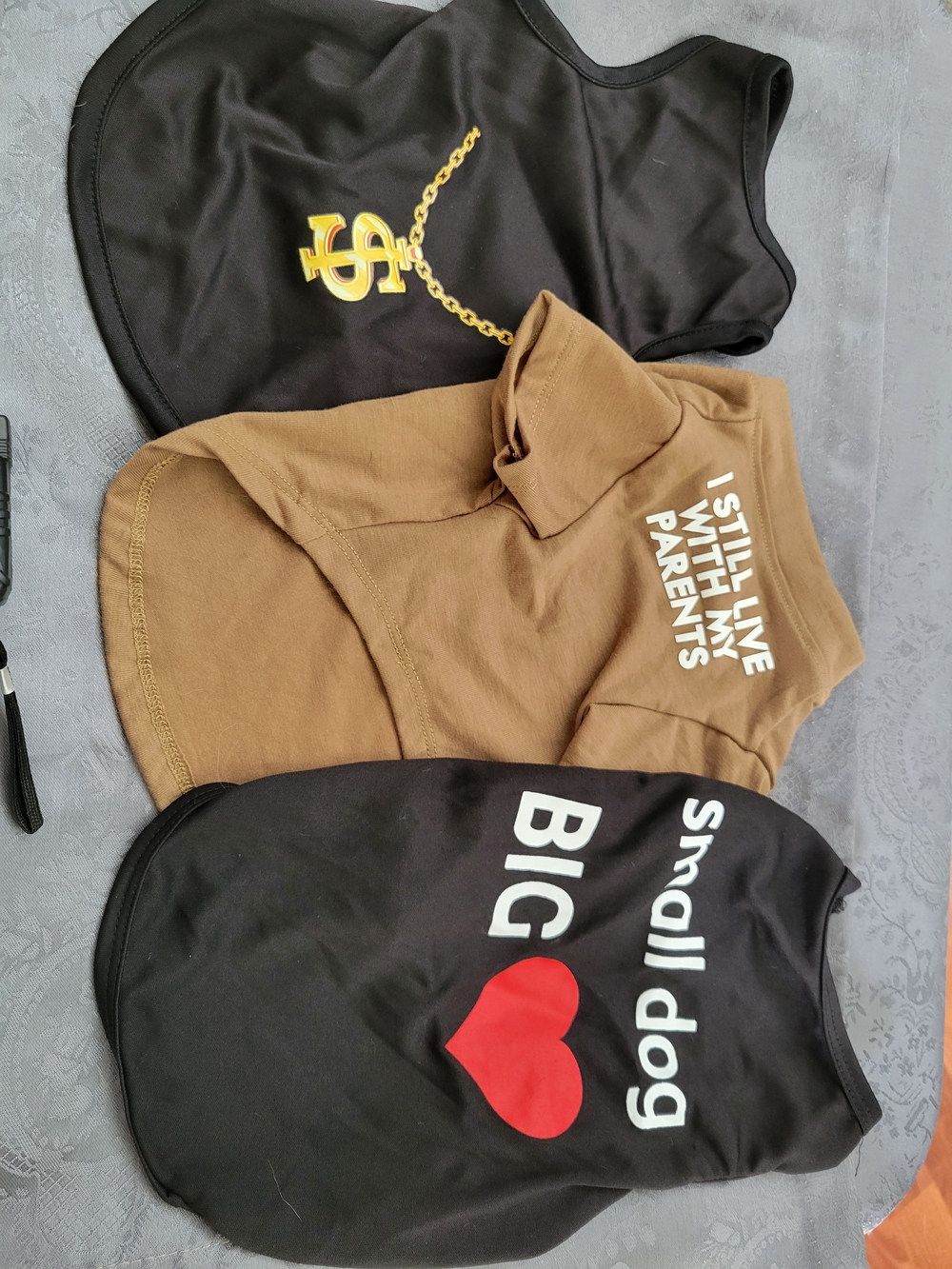 Small Dog Big Love Black & Brown Pet Tee Set